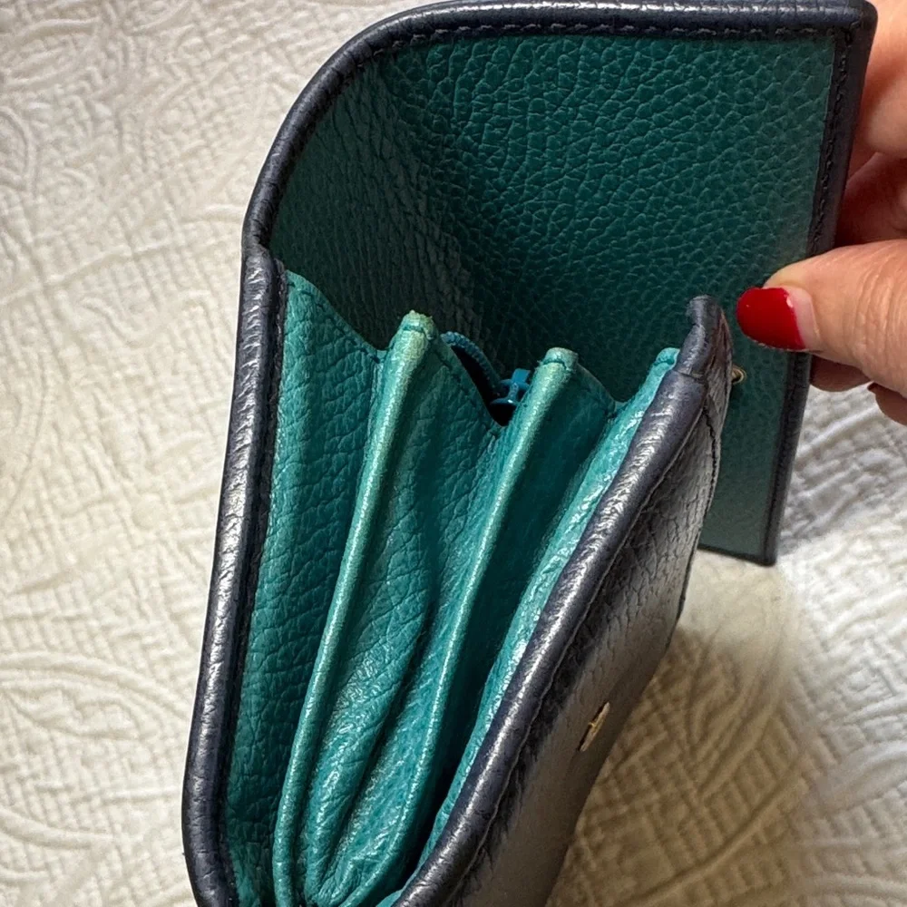 Gucci Vintage Navy and Teal Leather Wallet - Picture 6 of 9